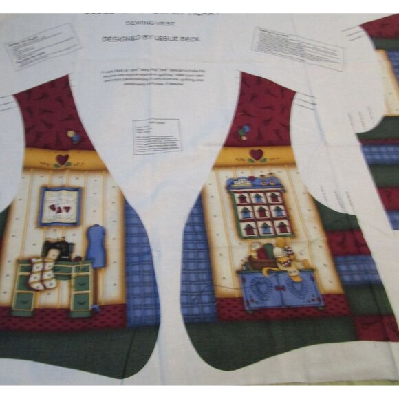 Vintage Country Needle Art From My Heart Sewing Vest Panel Kit Uncut Leslie Bec - Picture 5 of 9